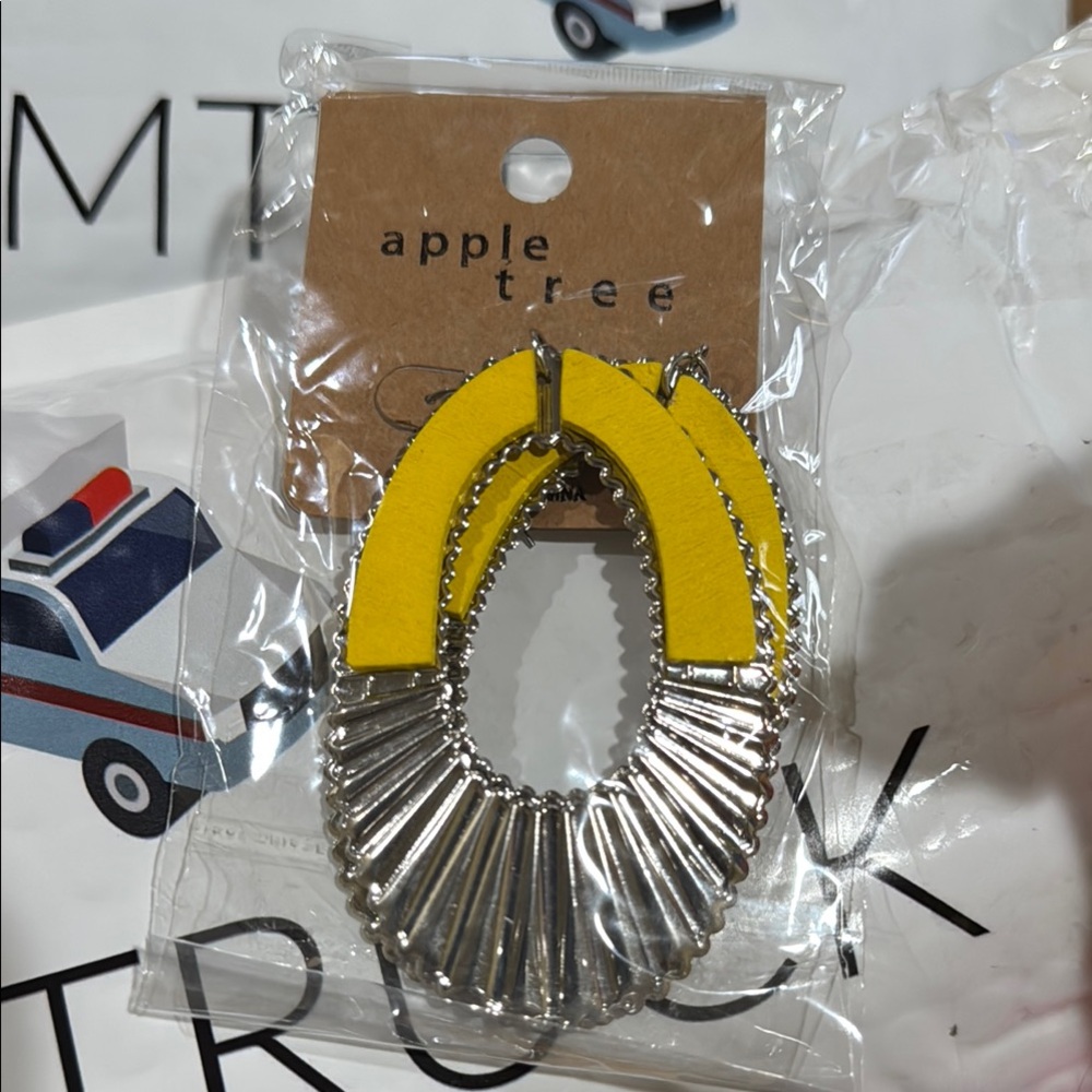 Yellow and Silver Statement Earrings